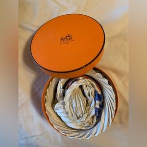 Hermes Plisse Pleated Silk Scarf - flags Made in France vintage rare